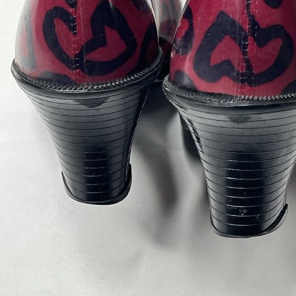 MARC JACOBS Heart Print Pink Rubber Heeled Rain Boots Womens Size 5.5 ITALY MADE - Picture 7 of 9